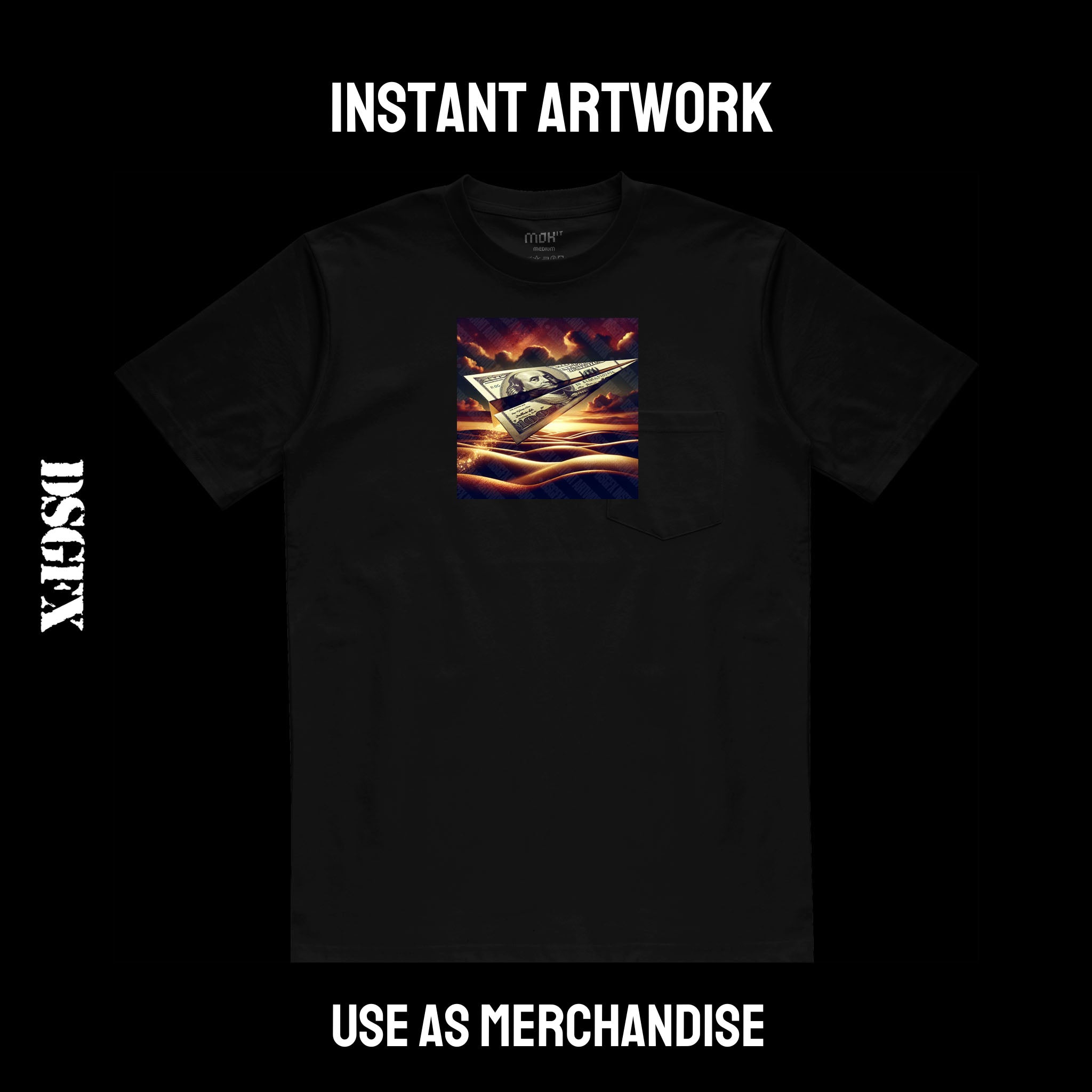 Golden Dreamscape with Flying Currency