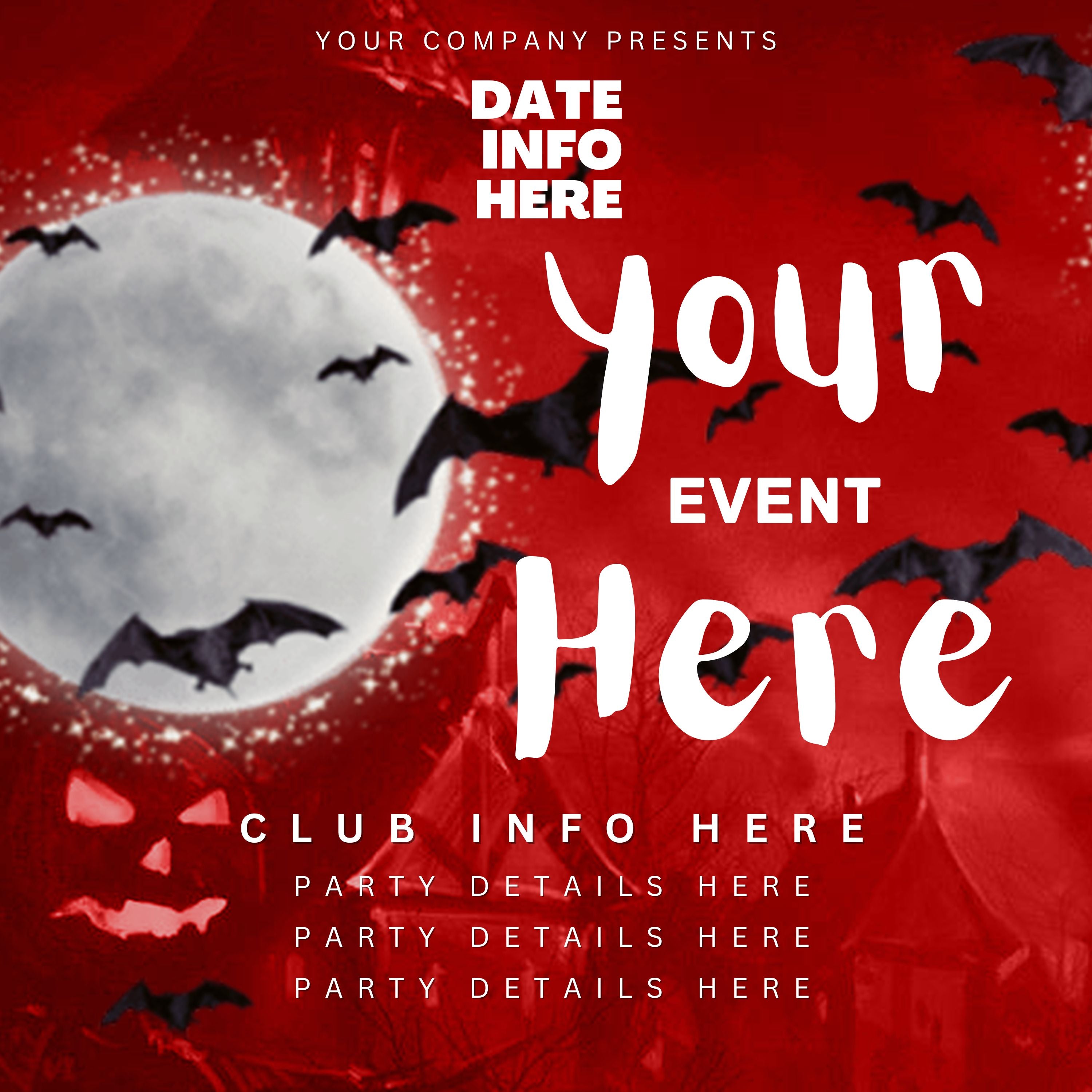 Haunted House Flyer - Canva Template - Party Flyer - DJ Flyer - Night Club Flyer