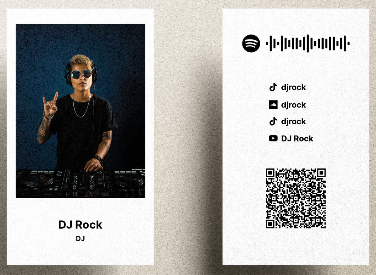 Vertical Photo Spotify QR Code Business Card Design Template For Rappe ...