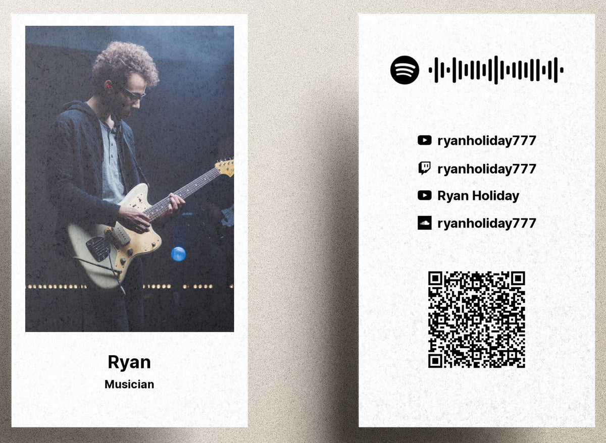 Vertical Photo Spotify QR Code Business Card Design Template For Rappe ...