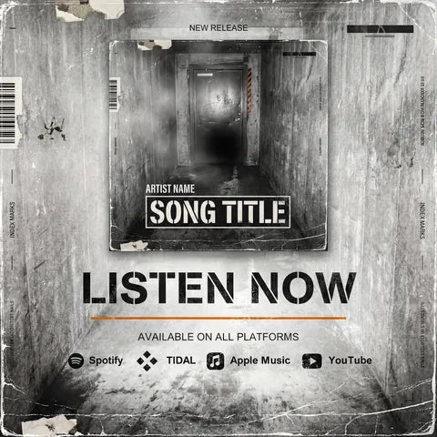 Listen Now promo graphic example generated by Covermatic