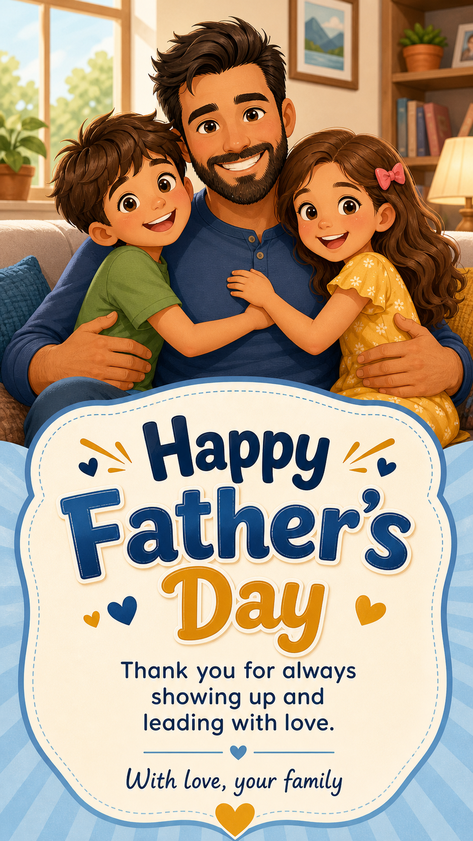 Cartoon Family Father's Day card style preview
