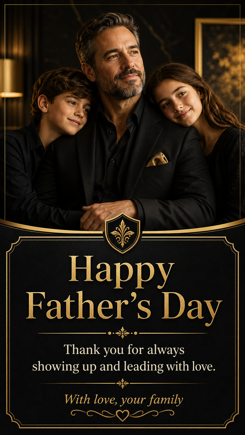 Luxury Black Gold Father's Day card style preview