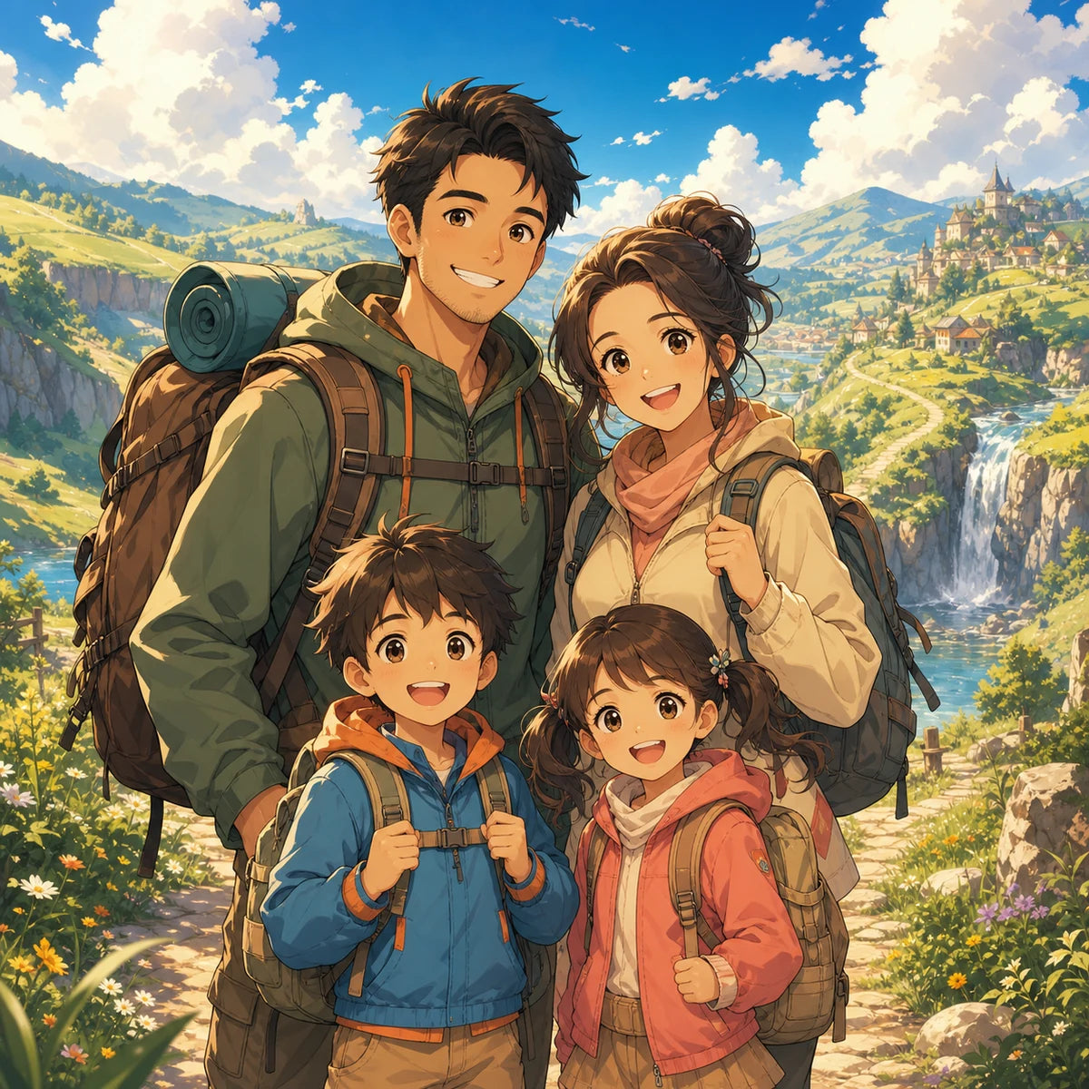 Anime Family Adventure family portrait style example