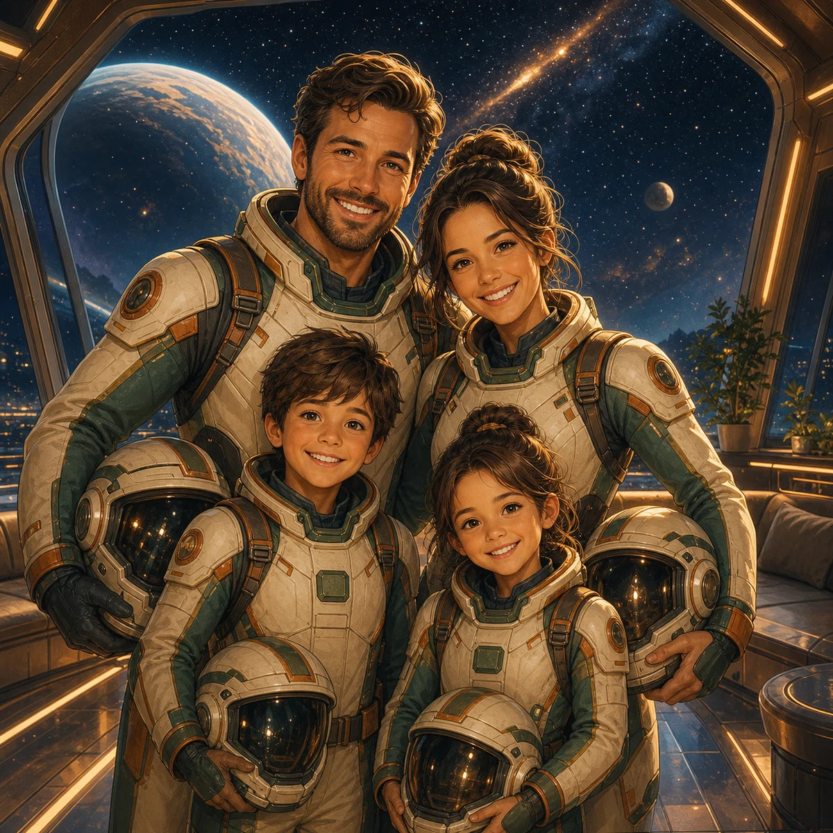 Space Explorer Family family portrait style example