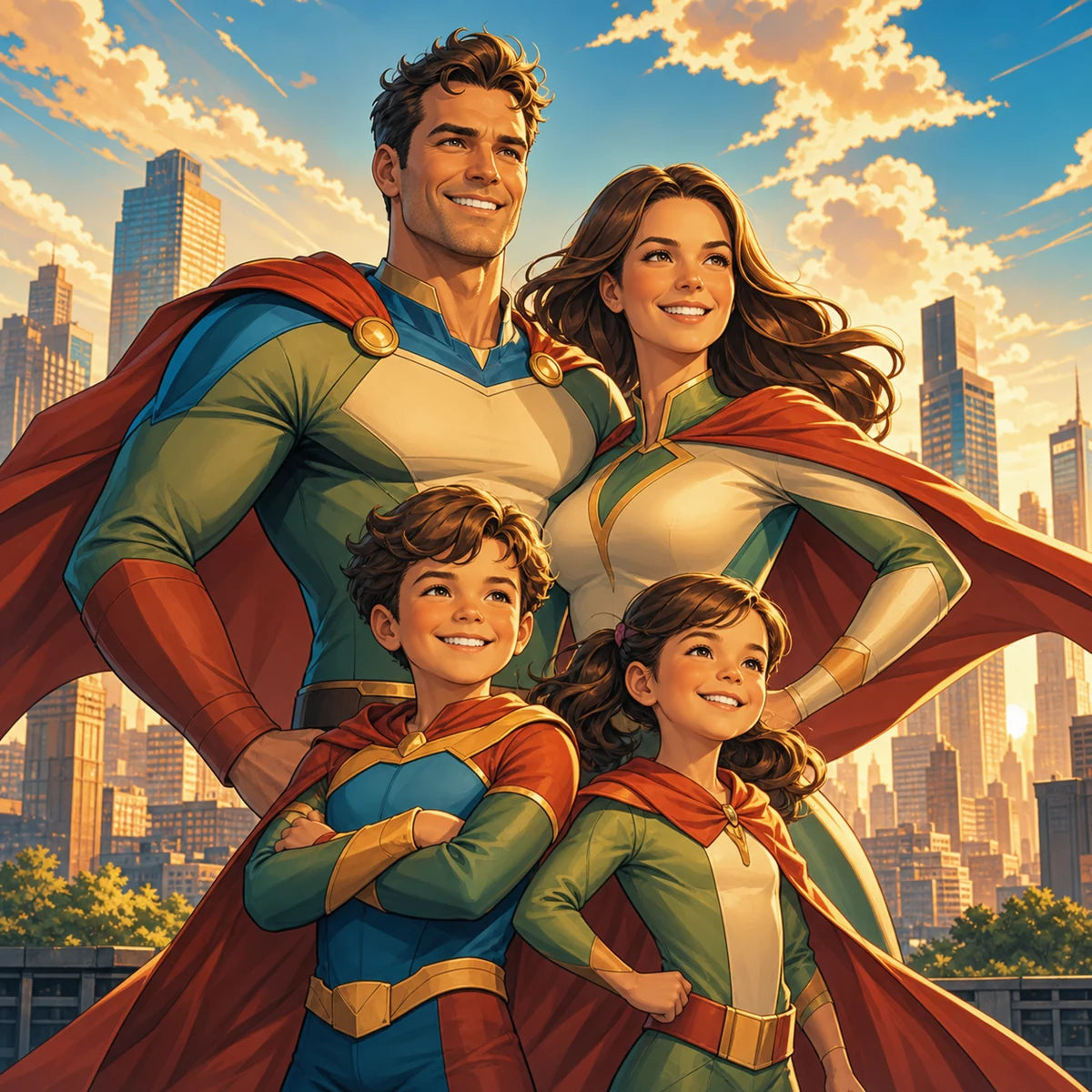 Superhero Family family portrait style example